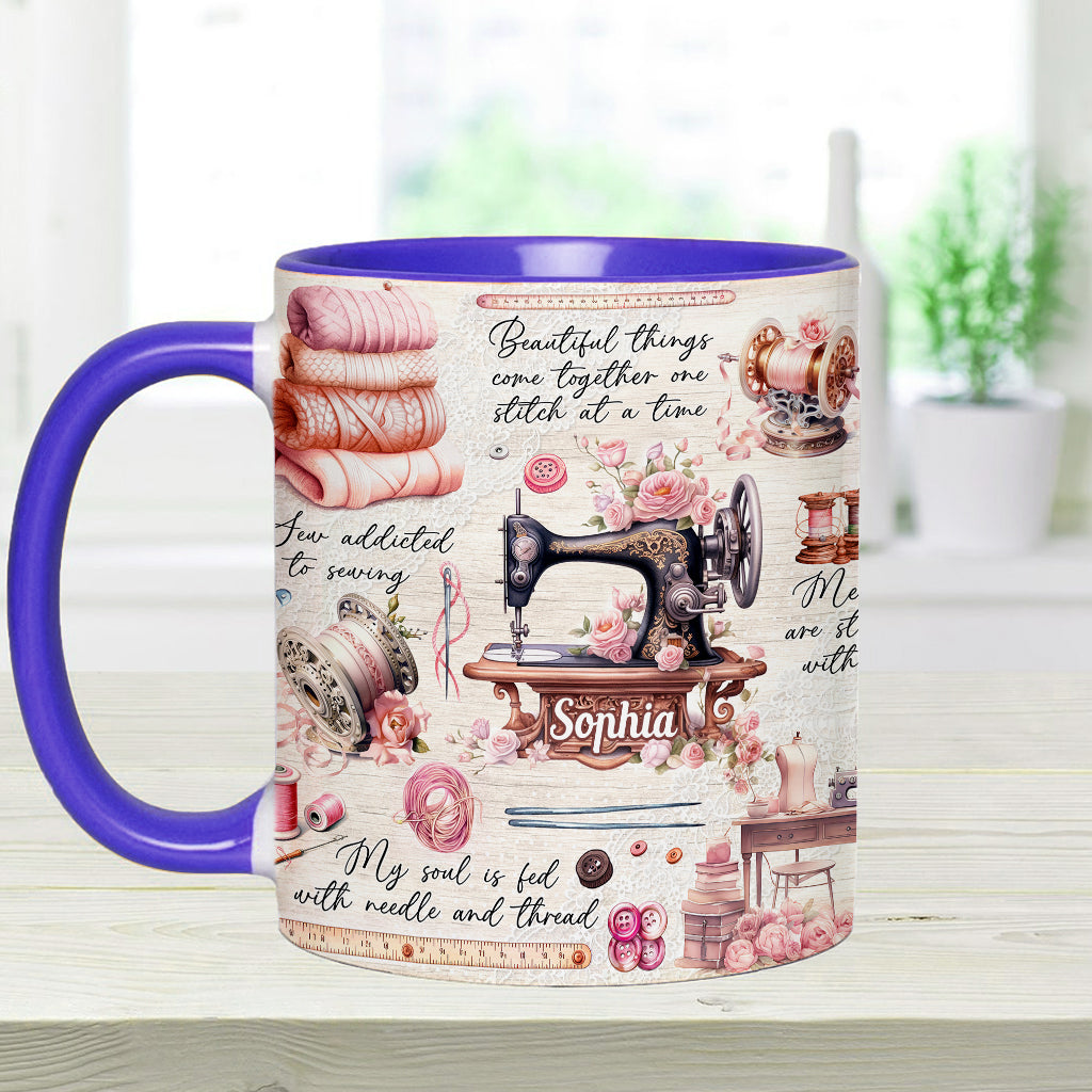Näherverrückt – Personalisierte Tasse mit Nähmotiv