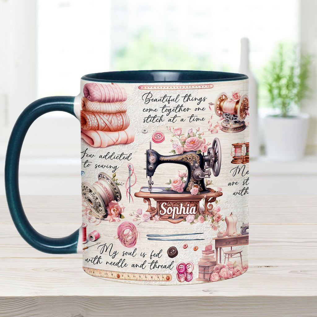 Näherverrückt – Personalisierte Tasse mit Nähmotiv