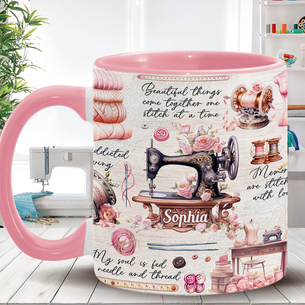 Näherverrückt – Personalisierte Tasse mit Nähmotiv