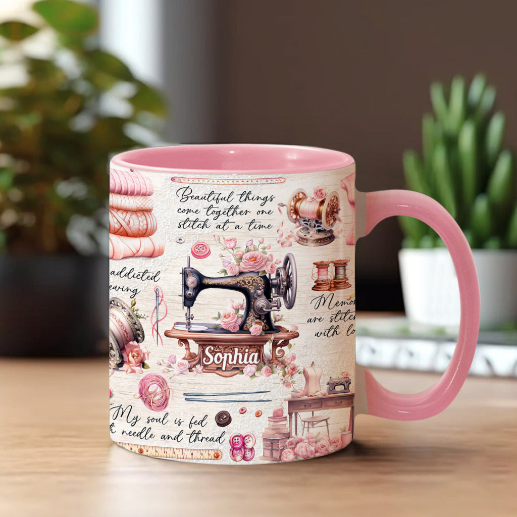 Näherverrückt – Personalisierte Tasse mit Nähmotiv