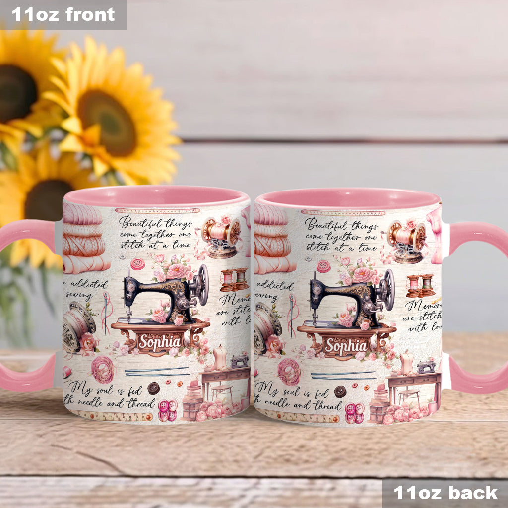 Näherverrückt – Personalisierte Tasse mit Nähmotiv
