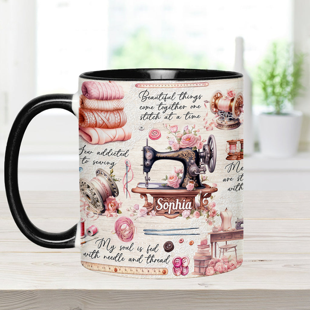 Näherverrückt – Personalisierte Tasse mit Nähmotiv