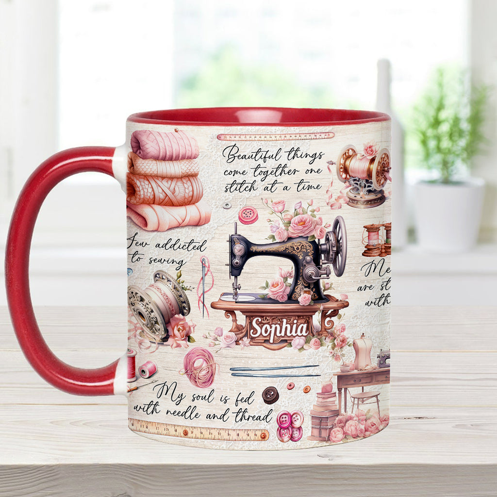 Näherverrückt – Personalisierte Tasse mit Nähmotiv