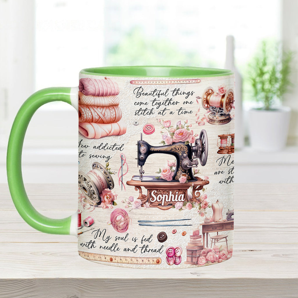 Näherverrückt – Personalisierte Tasse mit Nähmotiv