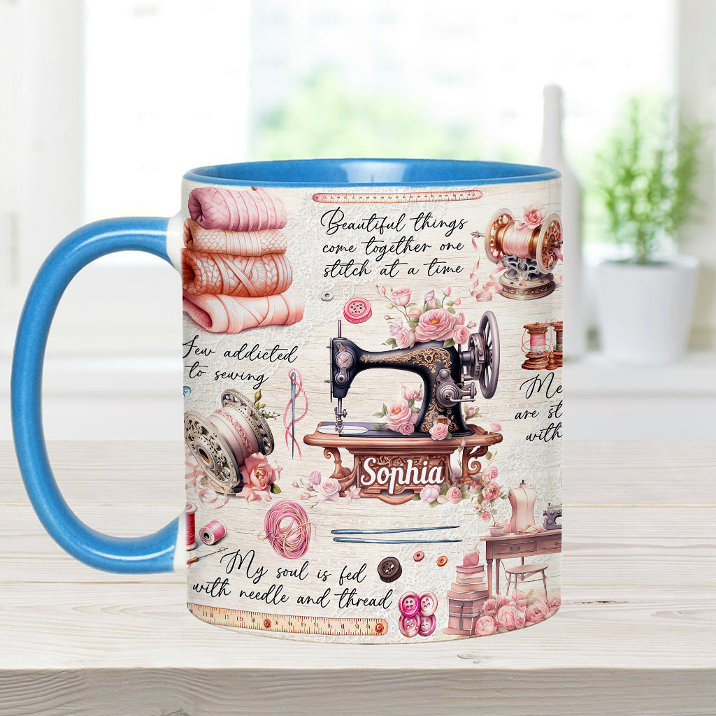 Näherverrückt – Personalisierte Tasse mit Nähmotiv