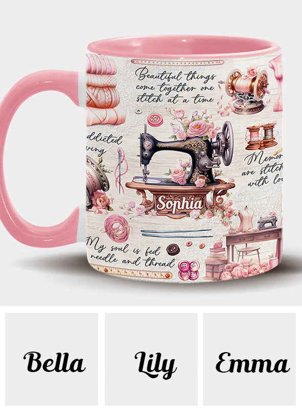 Näherverrückt – Personalisierte Tasse mit Nähmotiv