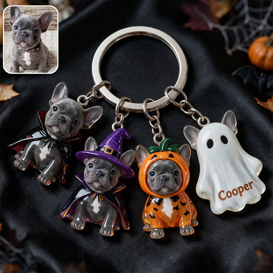 Halloween-Stimmung - Personalisierter Premium-Schlüsselanhänger für Hunde mit Charms