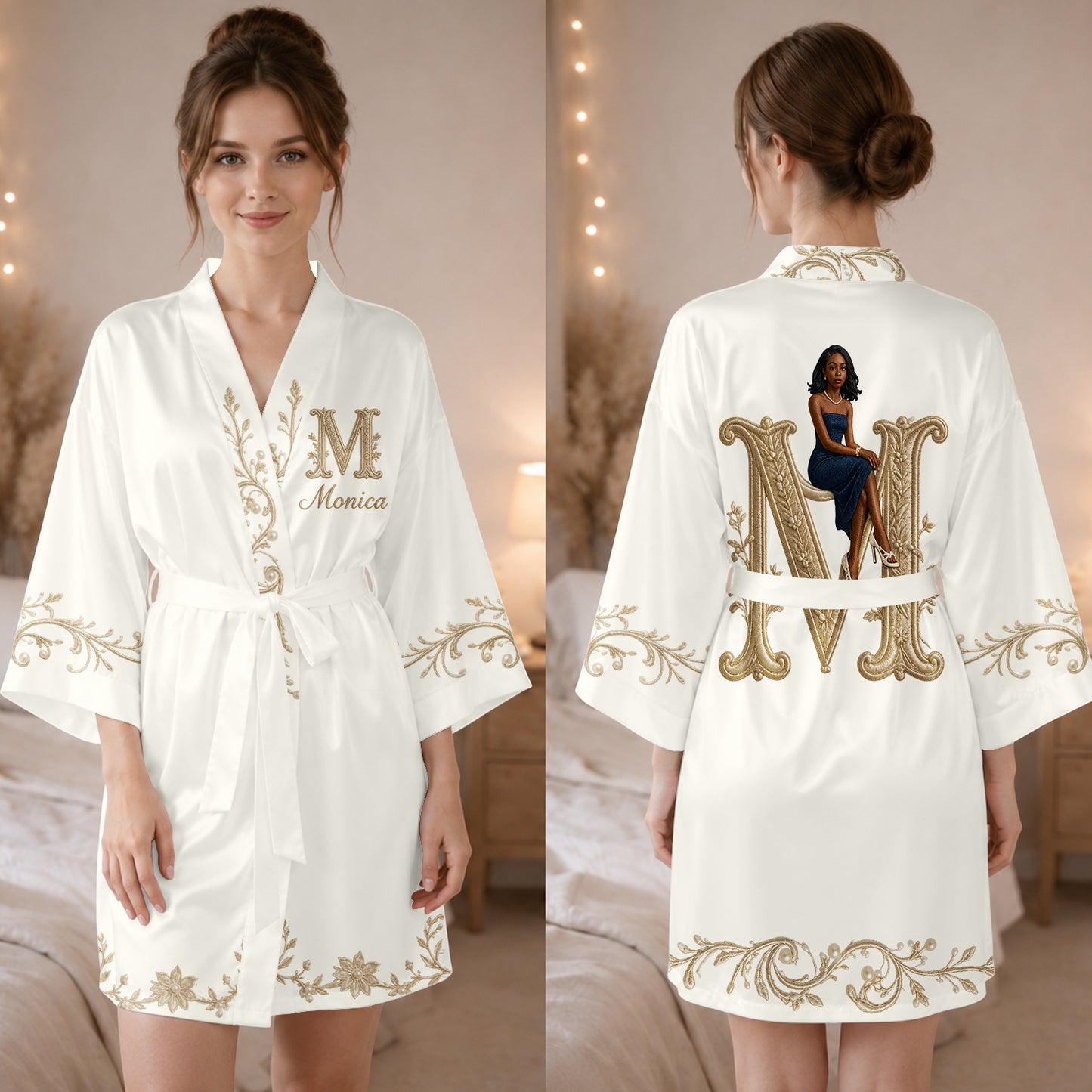 Alphabet Initial Monogram - Personalized Luxury Satin Robe