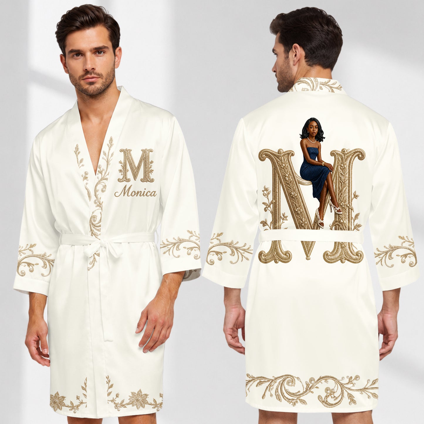 Alphabet Initial Monogram - Personalized Luxury Satin Robe