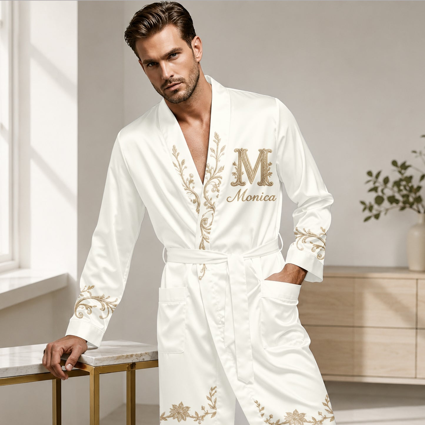 Alphabet Initial Monogram - Personalized Luxury Satin Robe