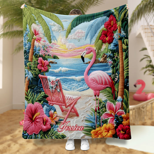 Flamingo Tropic Vibes - Couverture personnalisée flamant rose