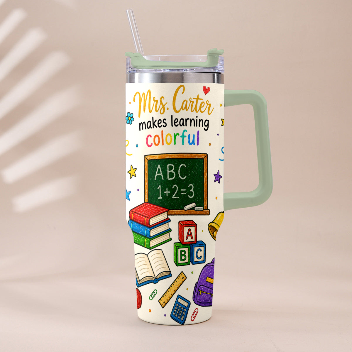 Teacher Makes Learning Colorful - Personalized Teacher Tumbler With Handle