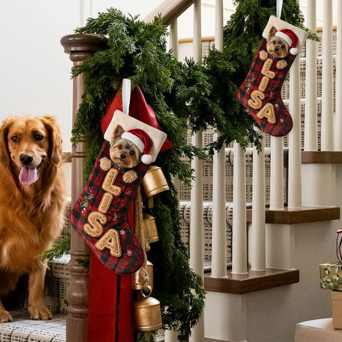 Merry Woofmas - Personalized Dog Shaped Christmas Stocking