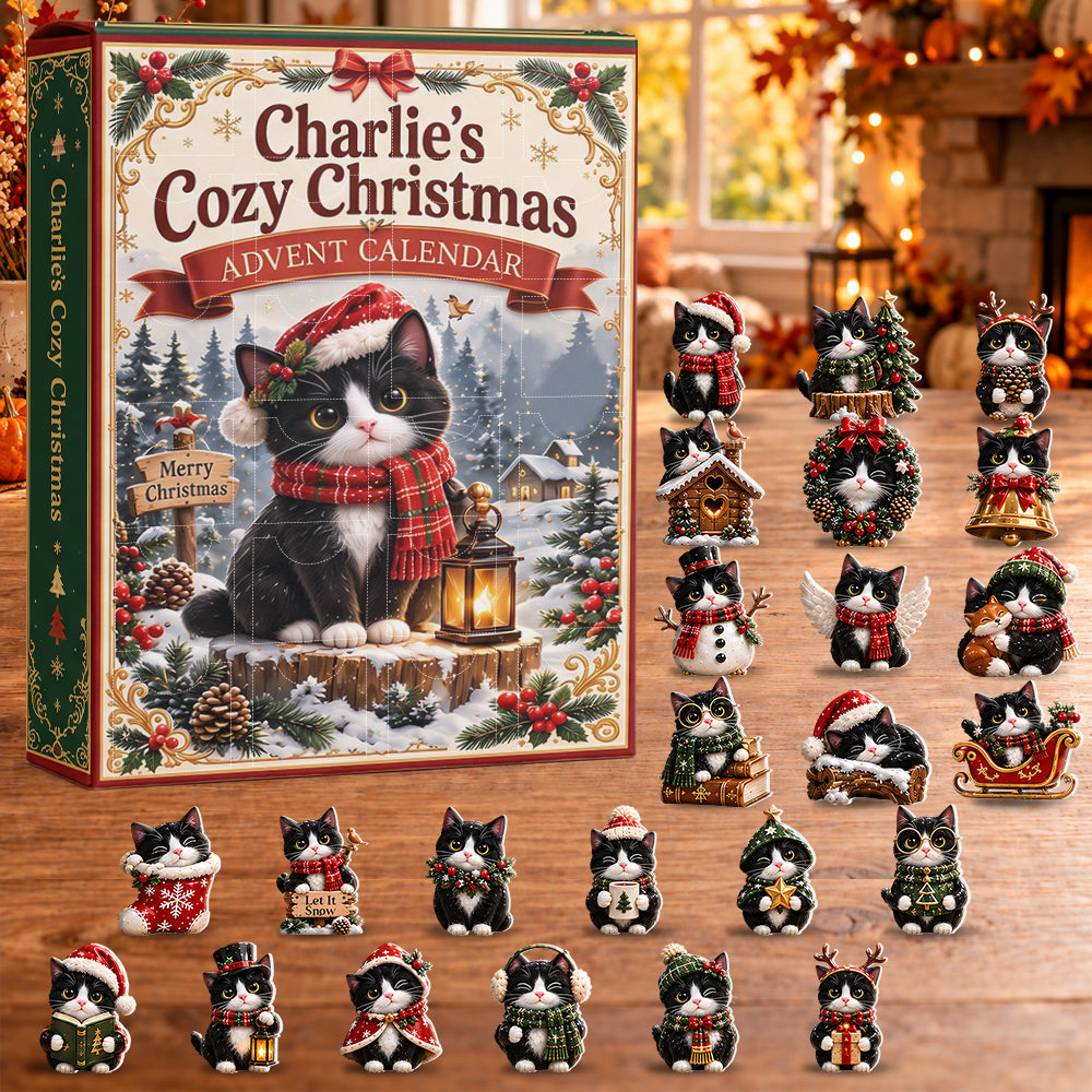 My Cozy Christmas - Personalized Cat Advent Calendar With 3D Collectibles