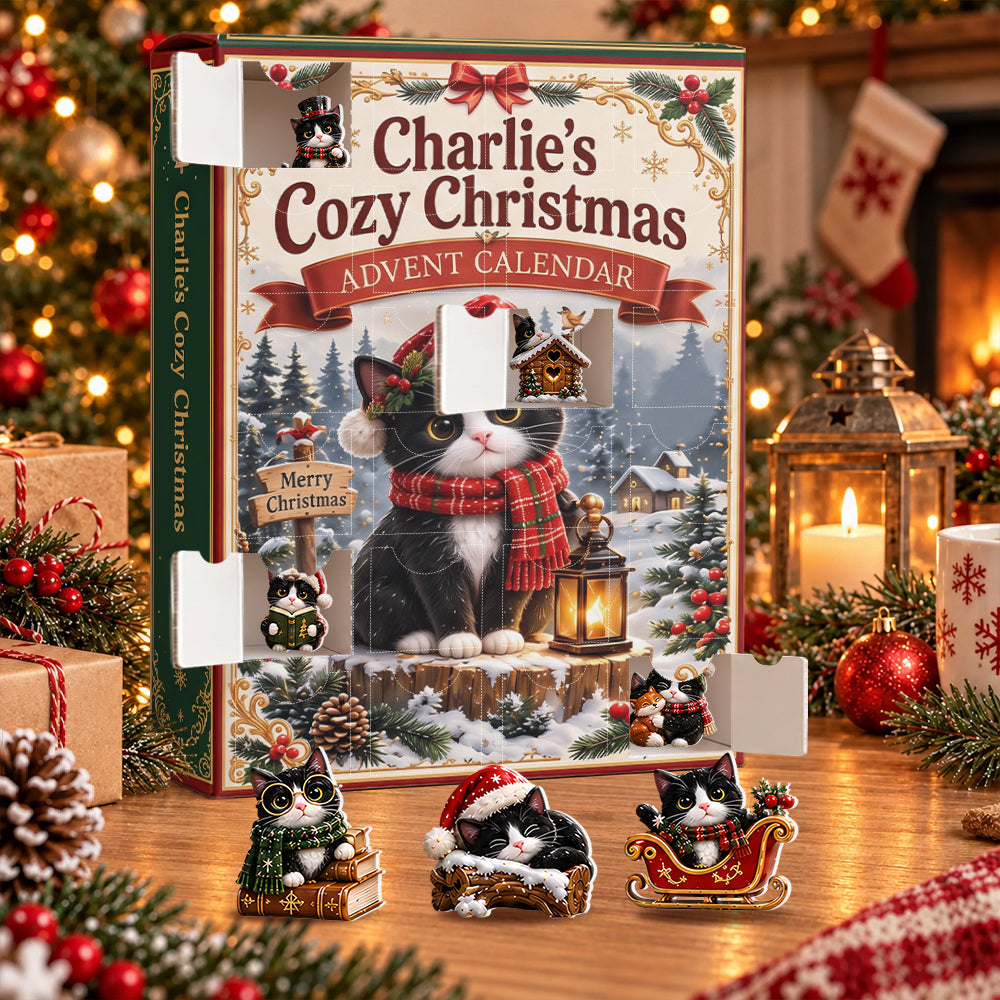 My Cozy Christmas - Personalized Cat Advent Calendar With 3D Collectibles