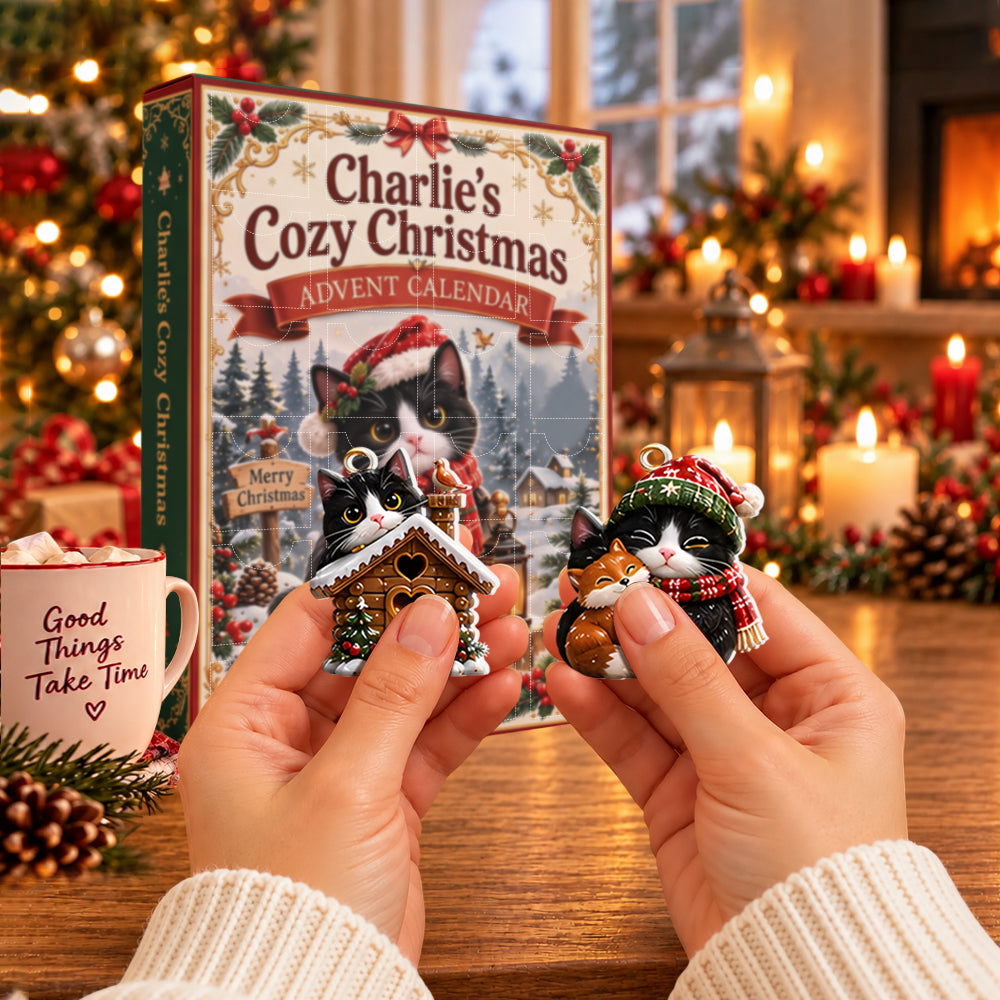 My Cozy Christmas - Personalized Cat Advent Calendar With 3D Collectibles
