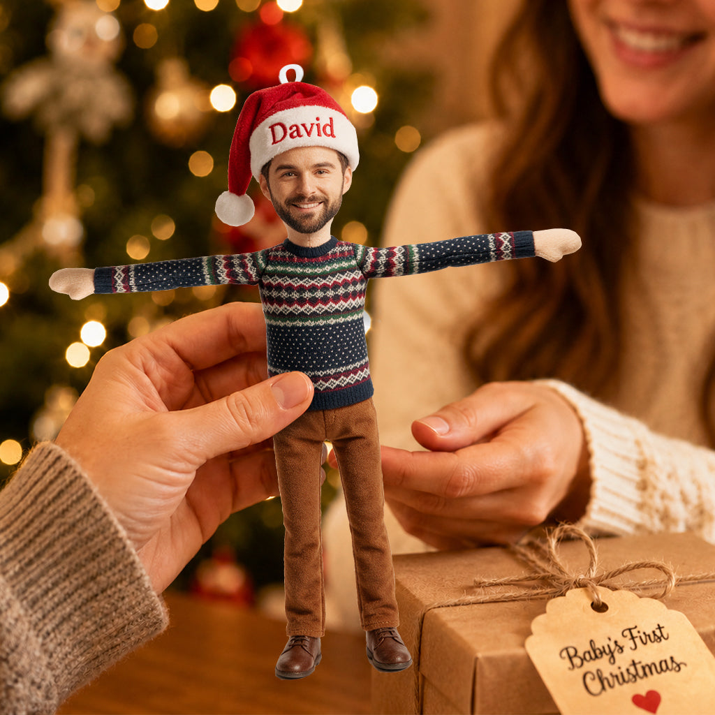 Lustiges posierbares Plüschornament Geschenk für Familienmitglieder - Personalisierbares Familienornament mit Charme