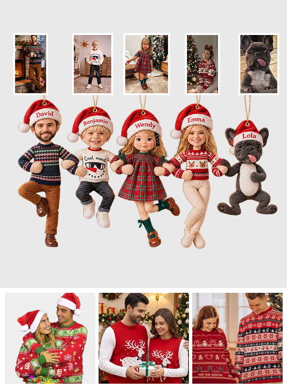 Lustiges posierbares Plüschornament Geschenk für Familienmitglieder - Personalisierbares Familienornament mit Charme