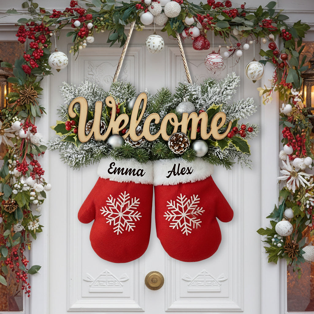 Welcome To Our Home - Personalized Couple Custom Shaped Wood Sign