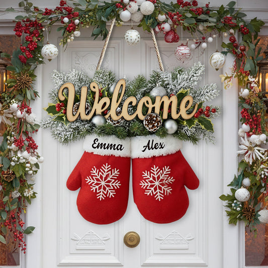 Welcome To Our Home - Personalized Couple Custom Shaped Wood Sign