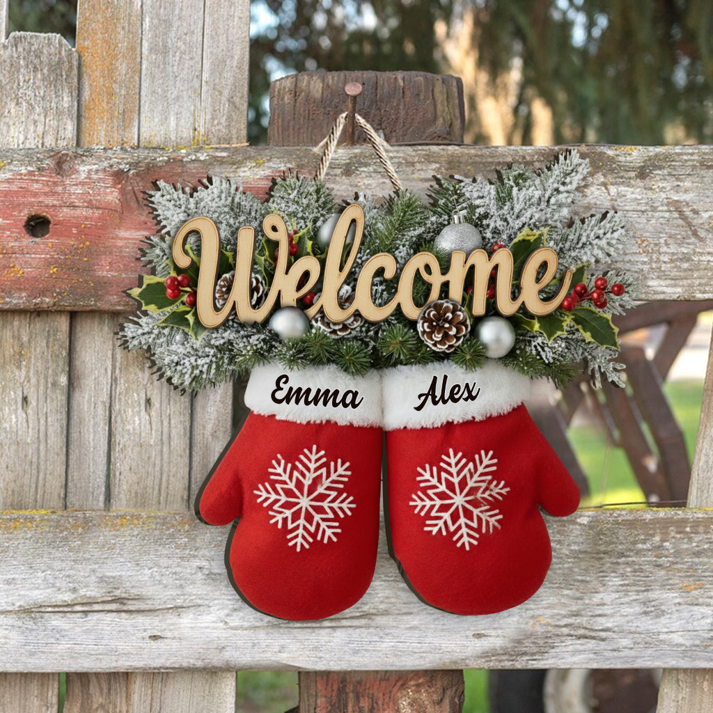Welcome To Our Home - Personalized Couple Custom Shaped Wood Sign