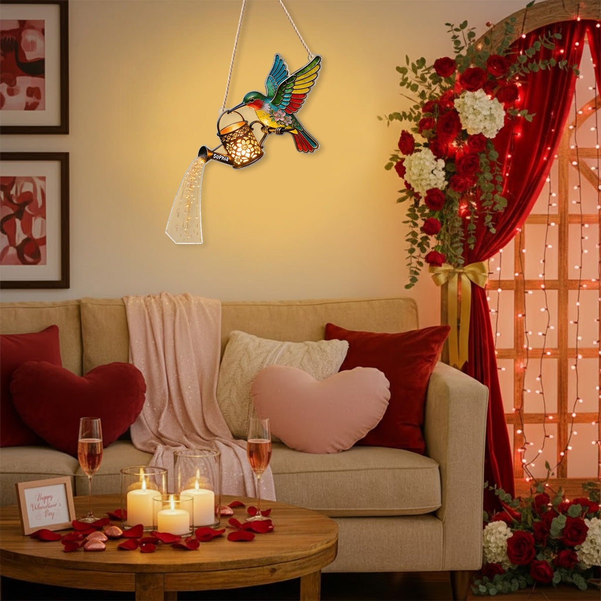 Décor de Jardin, Cadeau Pour Amateurs de Colibris - Panneau Acrylique LED Personnalisé