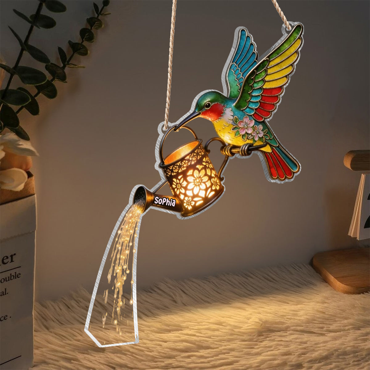 Décor de Jardin, Cadeau Pour Amateurs de Colibris - Panneau Acrylique LED Personnalisé