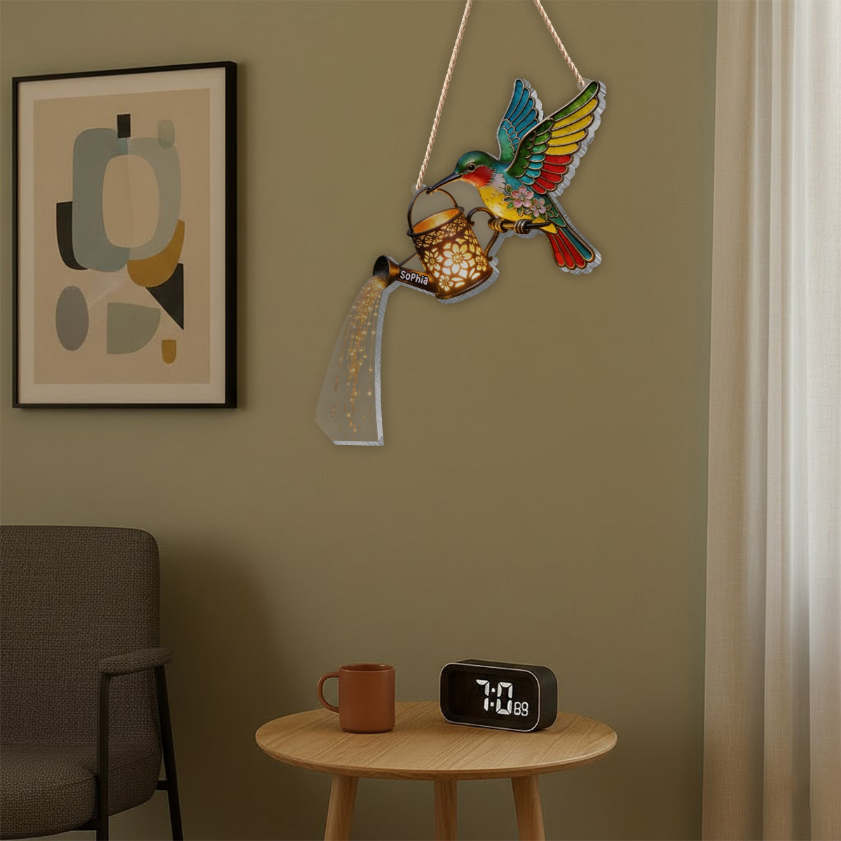 Décor de Jardin, Cadeau Pour Amateurs de Colibris - Panneau Acrylique LED Personnalisé