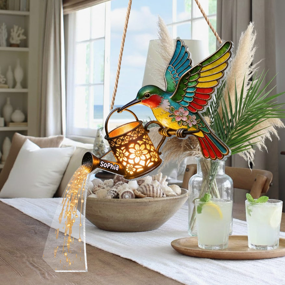 Décor de Jardin, Cadeau Pour Amateurs de Colibris - Panneau Acrylique LED Personnalisé