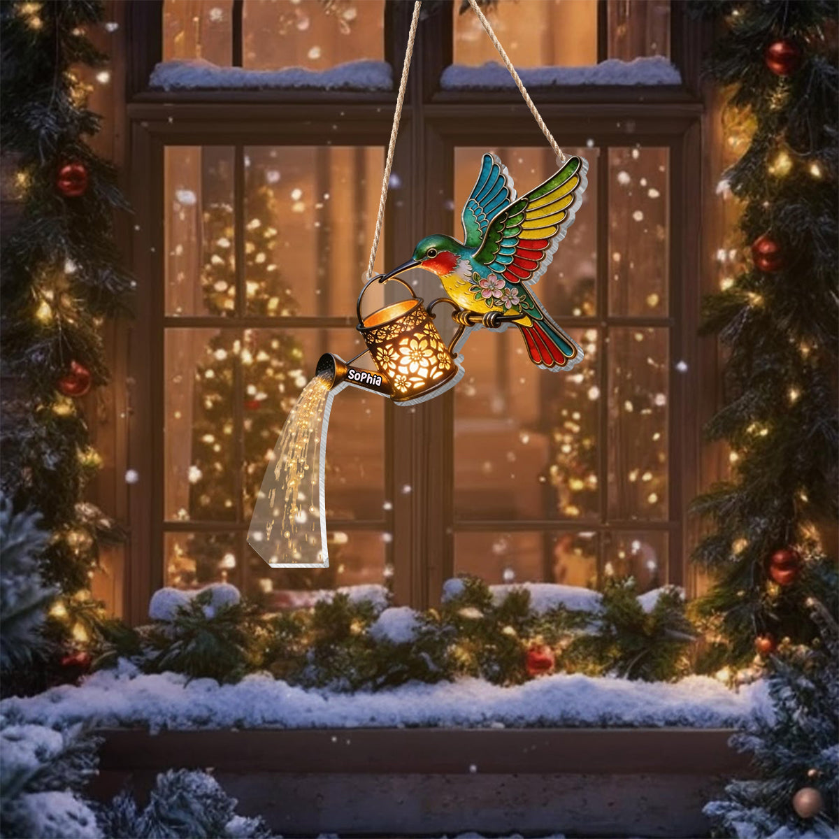 Décor de Jardin, Cadeau Pour Amateurs de Colibris - Panneau Acrylique LED Personnalisé