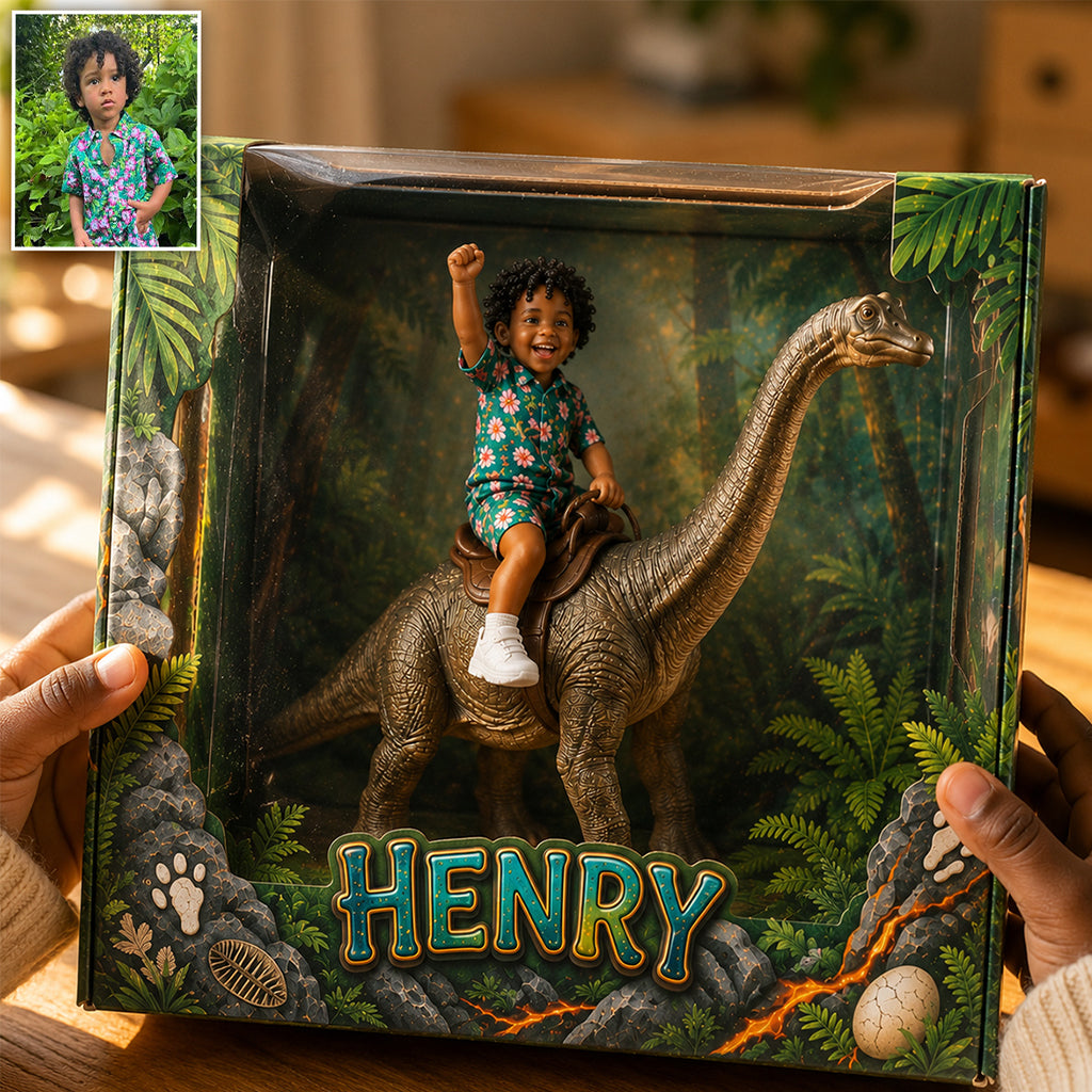 Dino Rider - Personalisierte Kinder Acrylplakette in Sonderform