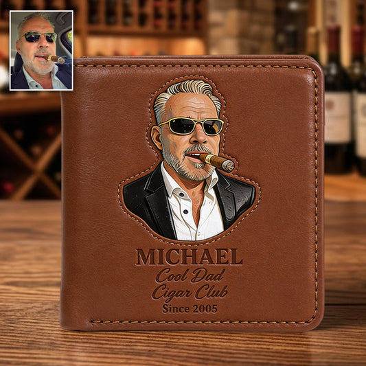 Papa Aime les Cigares - Portefeuille en Cuir Personnalisé pour Père