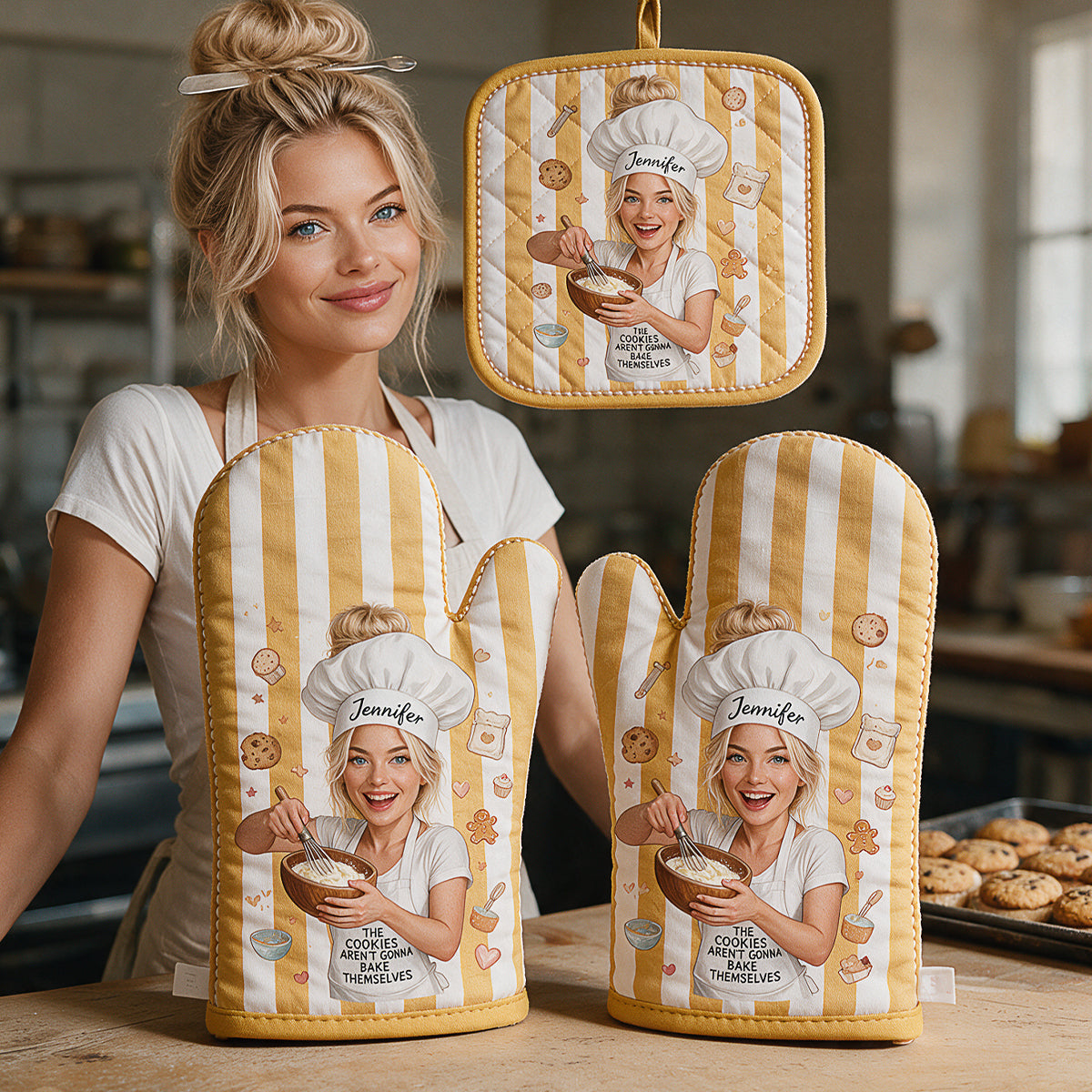 Kekse backen - Personalisierte Backhandschuhe & Topflappen Set