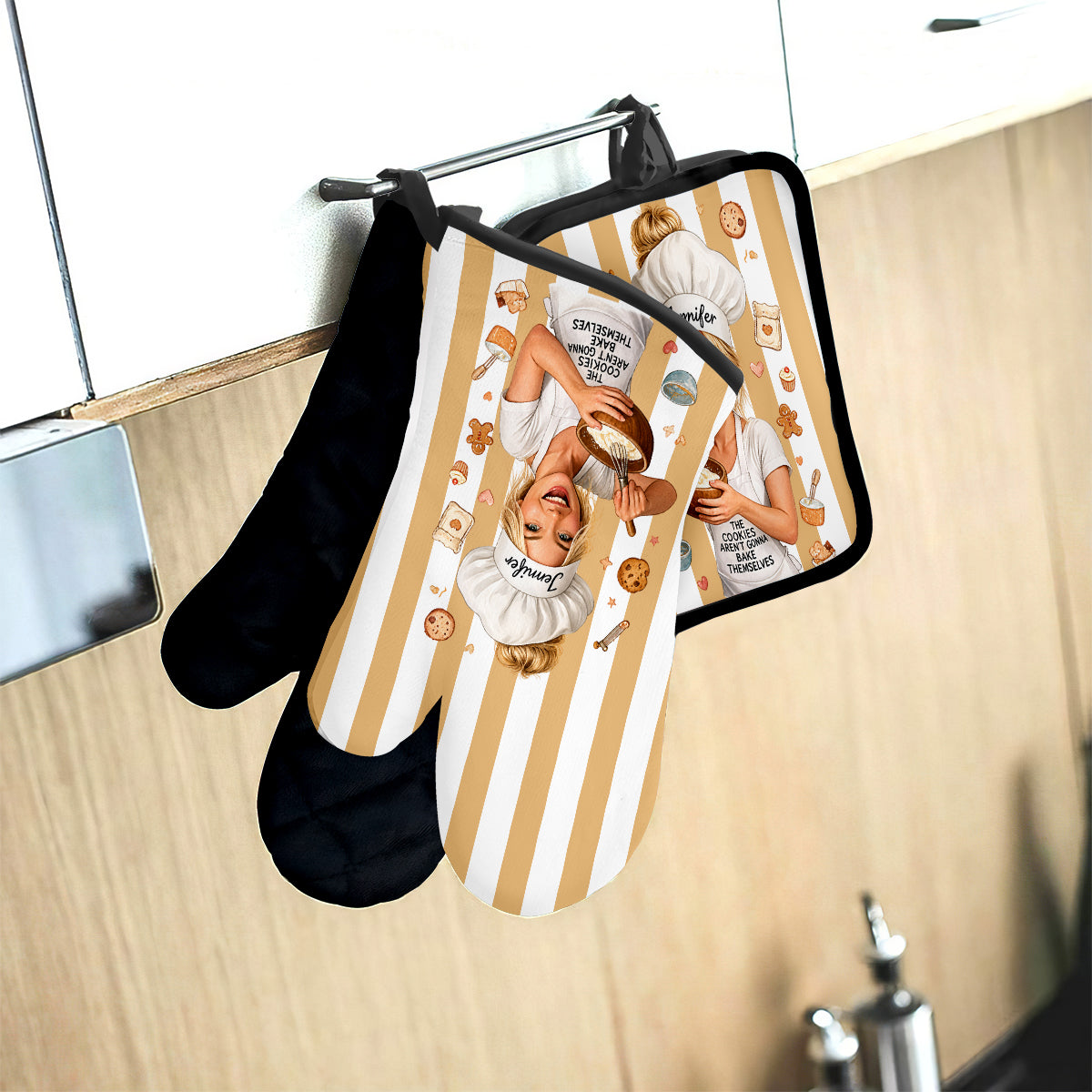 Kekse backen - Personalisierte Backhandschuhe & Topflappen Set