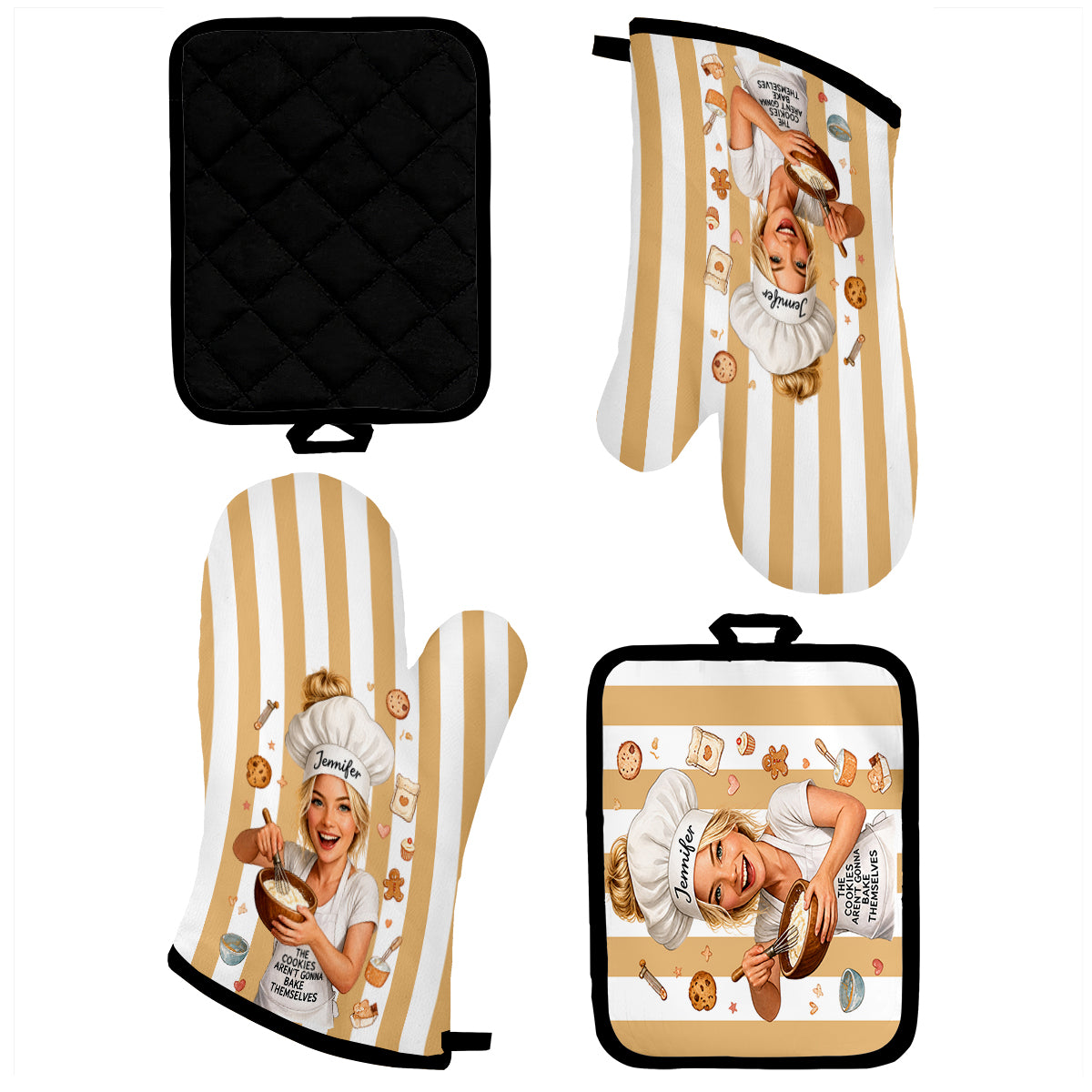 Kekse backen - Personalisierte Backhandschuhe & Topflappen Set