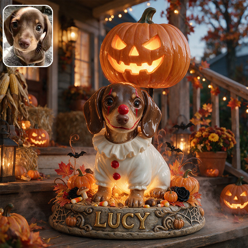 Custom Pet Photo Creepy Clown - Personalized Dog Solar Acrylic Light