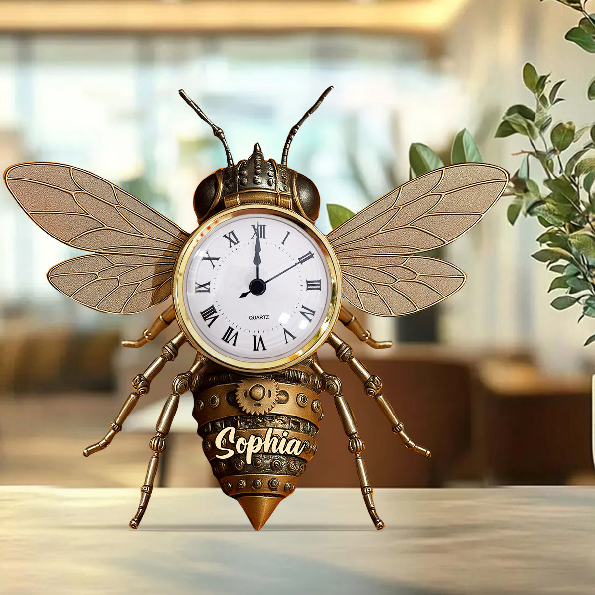 Bienenliebhaber – Personalisierte Acryl-Uhrenplakette mit Bienenmotiv