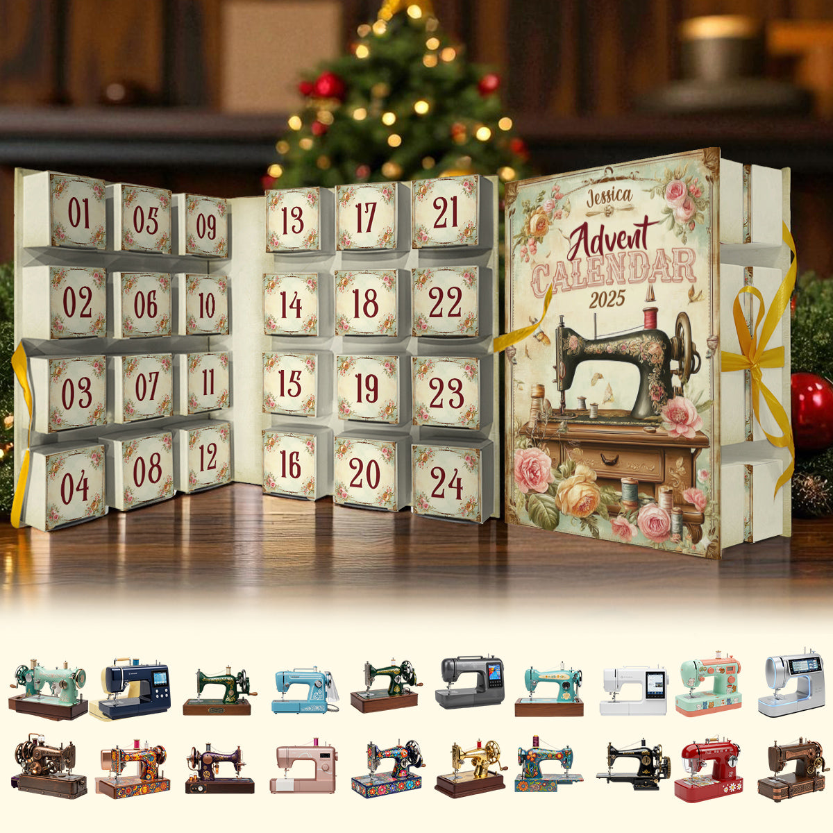Nähbegeisterung – Personalisierter Näh-Adventskalender zum Falten mit Ornamenten
