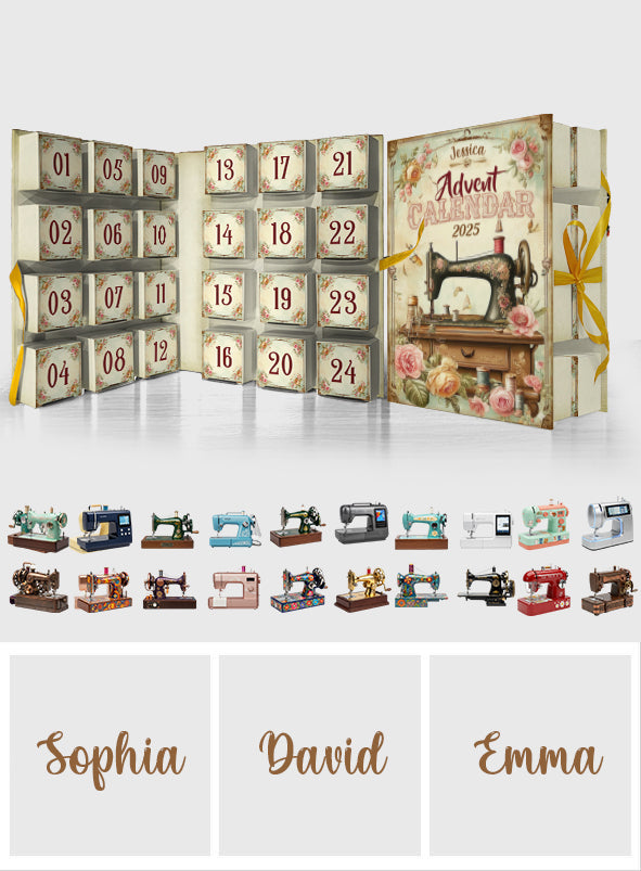 Nähbegeisterung – Personalisierter Näh-Adventskalender zum Falten mit Ornamenten