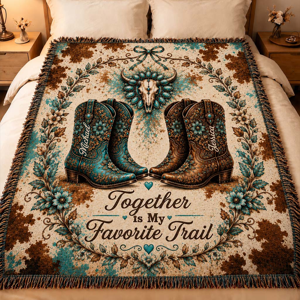 Together Is My Favorite Trail - Personalized Western Outfit Woven Blanket