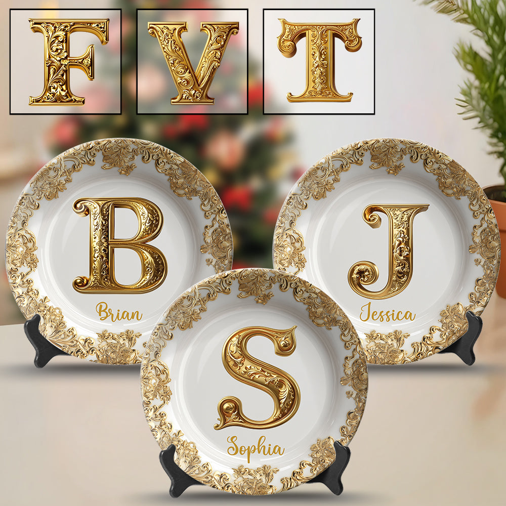 Joyeux Noël - Assiette ronde en céramique personnalisée pour la famille