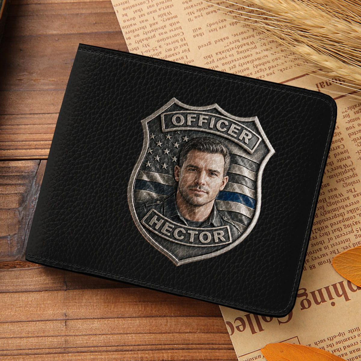 Fier Policier - Portefeuille en Cuir Personnalisé pour Policier