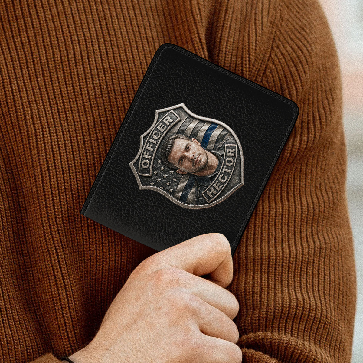 Fier Policier - Portefeuille en Cuir Personnalisé pour Policier