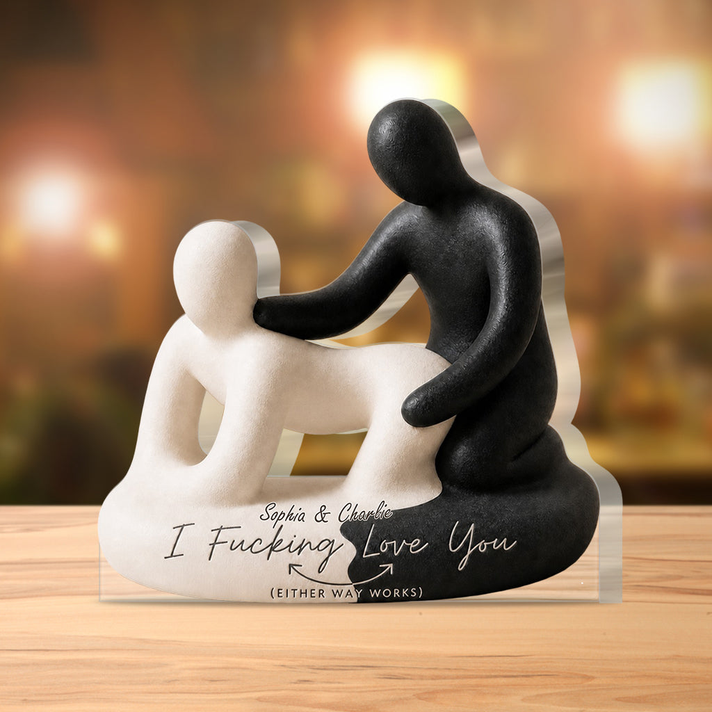 I Love You Art - Personalized Spicy Couple Custom Shaped Acrylic Plaque