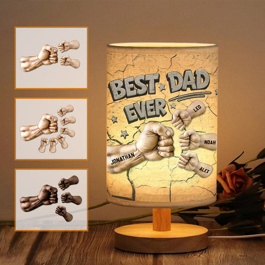 Best Dad Ever - Personalized Father Table Lamp with Wood Base