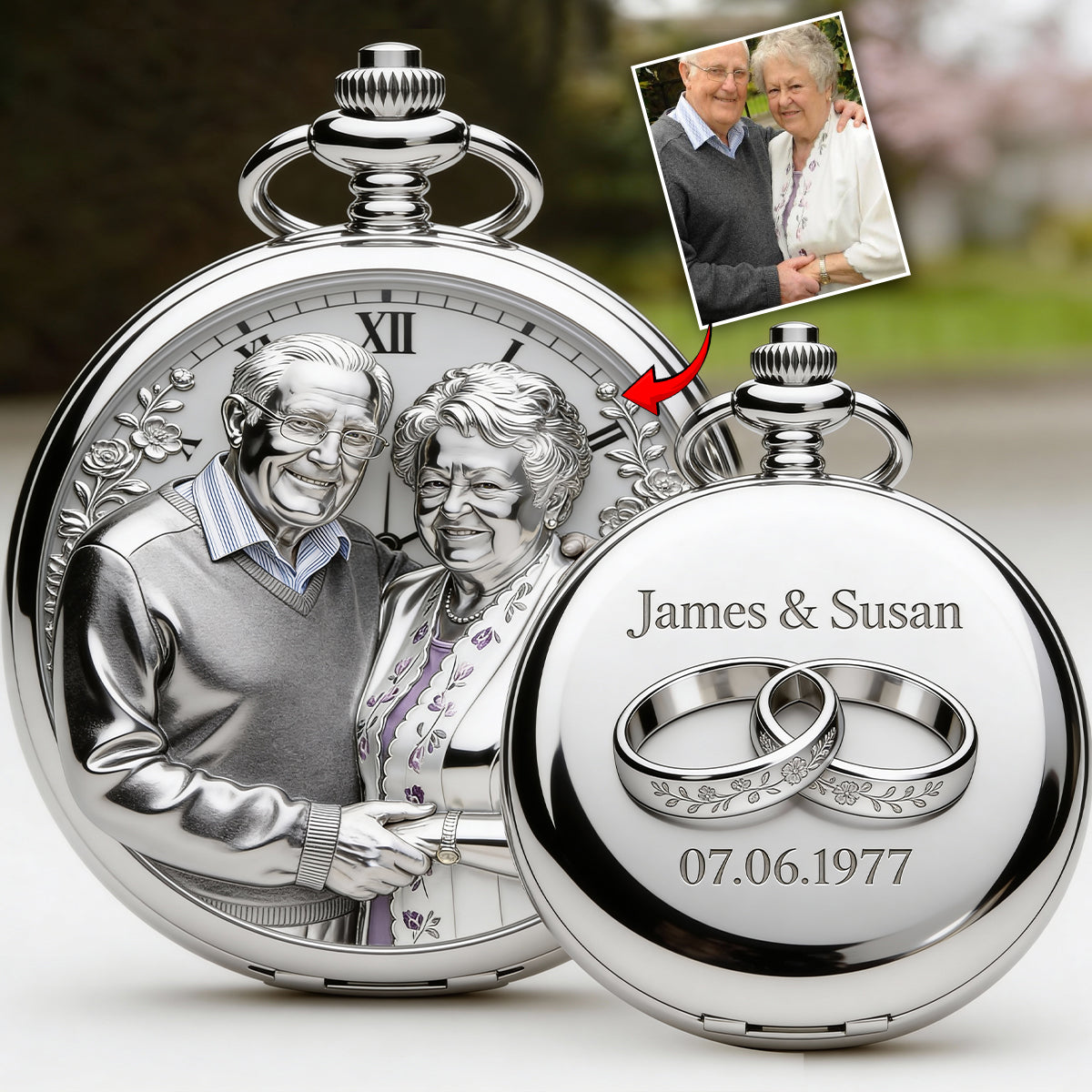 Ich gehöre dir – Keine Rückgabe oder Rückerstattung – Personalisierte Taschenuhr für Paare