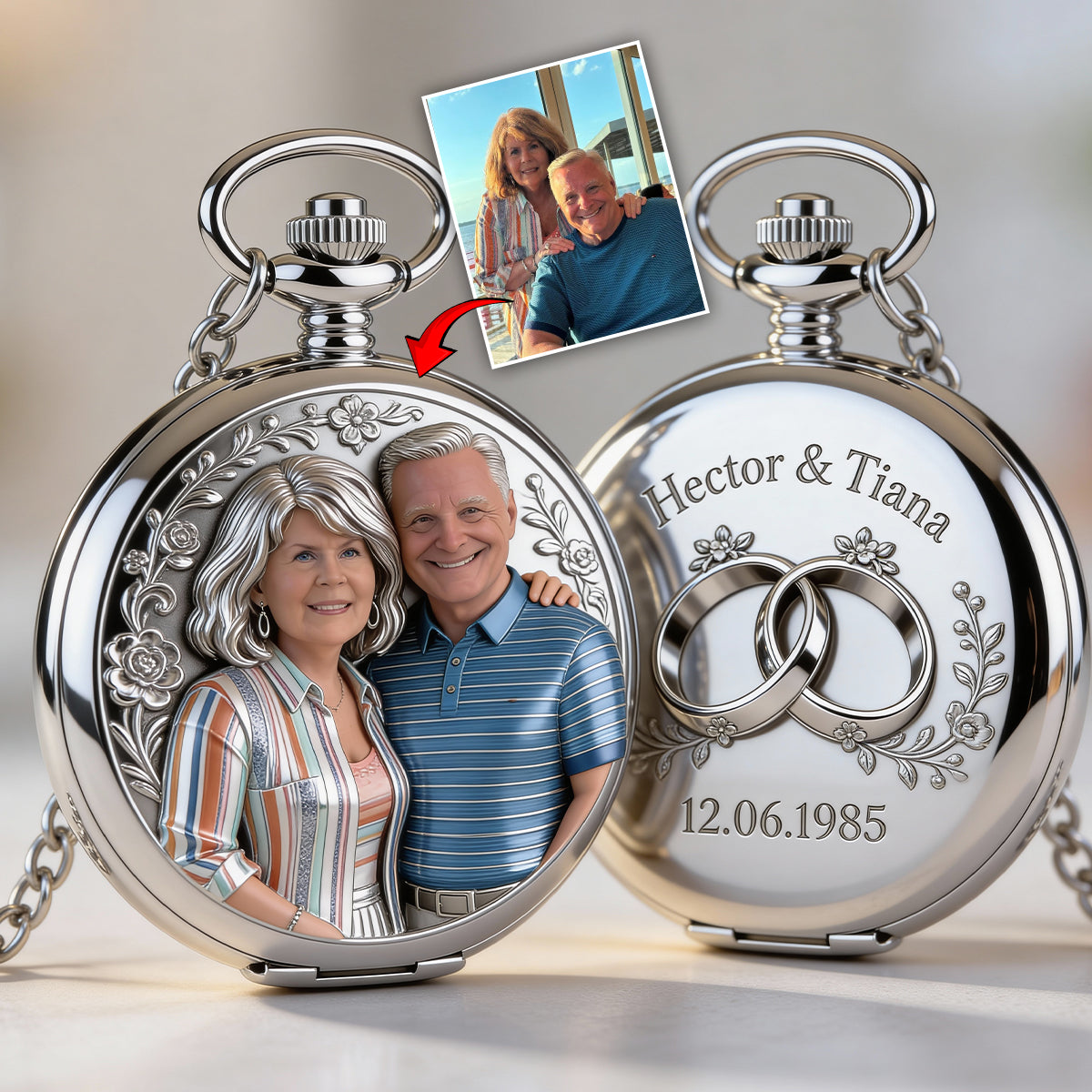 Ich gehöre dir – Keine Rückgabe oder Rückerstattung – Personalisierte Taschenuhr für Paare