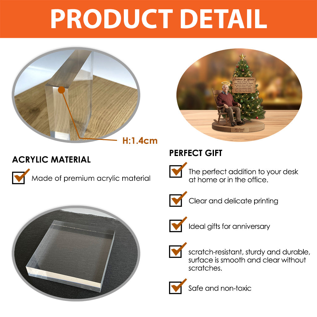 Christmas In Heaven - Personalized Memorial Custom Shaped Acrylic Plaque