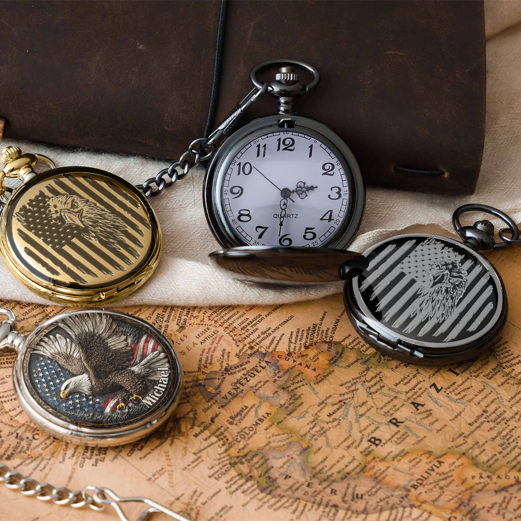Eine Nation unter Gott – Personalisierte Taschenuhr mit Weißkopfseeadler