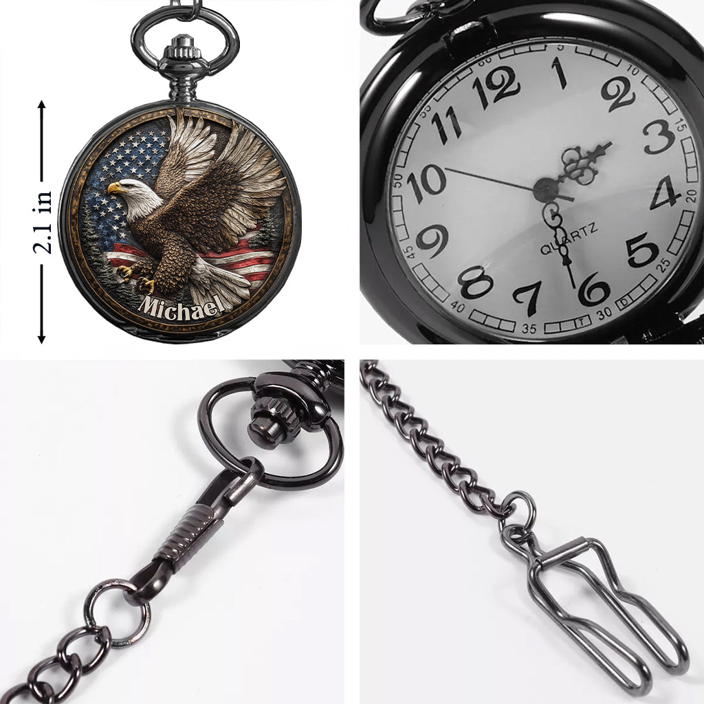 Eine Nation unter Gott – Personalisierte Taschenuhr mit Weißkopfseeadler